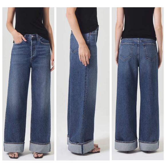 Agolde Dame High Rise Button Fly Wide Leg Jeans Control Size 25 Baggy Skater - Picture 2 of 16
